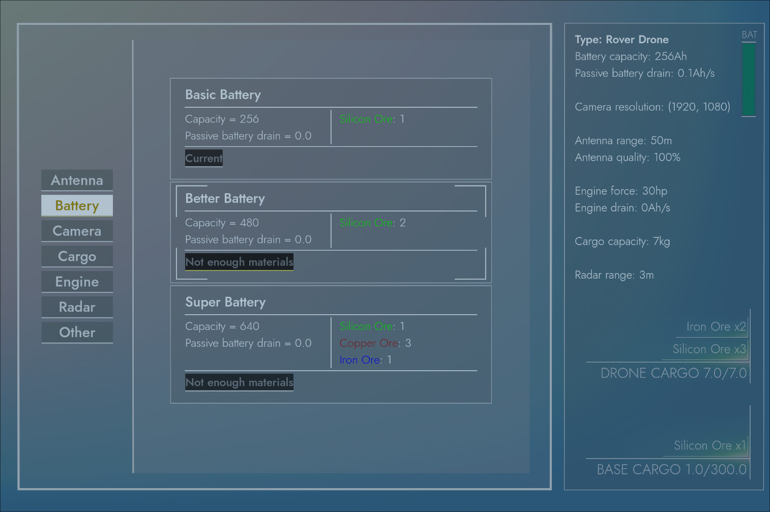 Screenshot of the fabricator UI